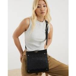 River Island Monogram Messenger Bag - Black Patent