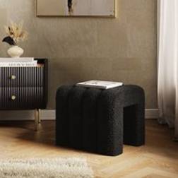 Dunelm Pia Ribbed Sherpa Footstool Black Foot Stool