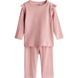 H&M Ribbet Bomuldssæt - Lyserød