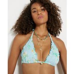 River Island Textured Floral Bikini Top - Blue