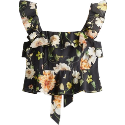H&M Peplum Top - Black/Floral