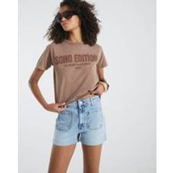 River Island High Rise Front Pocket Shorts - Blue Denim