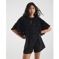 River Island 3D Floral Sequin Cape - Black
