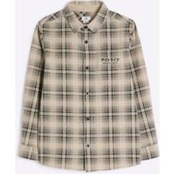 River Island Boys Shinjuku Check Shirt - Beige