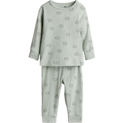 H&M Ribbat Set I Bomull - Ljusgrön/Grodor