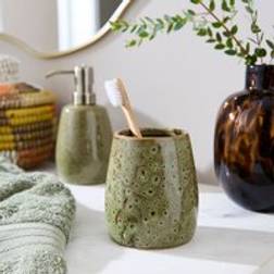 Dunelm Green Glaze Toothbrush Holder