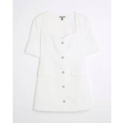 River Island Petite Sweetheart Button Mini Dress - White