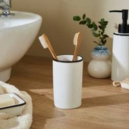 Dunelm Enamel Ceramic Toothbrush Holder White