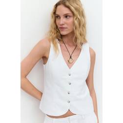Gina Tricot Longline Tailored Vest Vest - Hvid