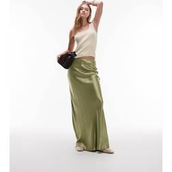 Topshop Diagonalskuren Maxikjol - Grön