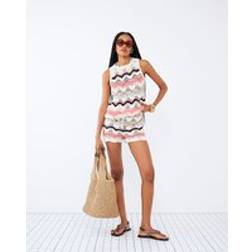 River Island Womens Chevron Knit Shorts - Orange