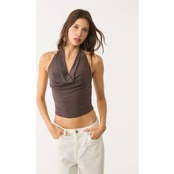 Stradivarius Shimmery Halter Top - Brown
