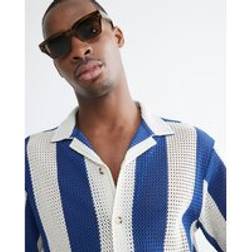 River Island Mens Blue Regular Fit Stripe Crochet Shirt - XL