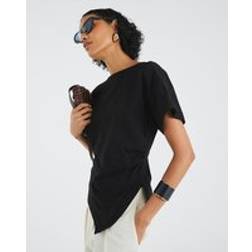 River Island Womens Short Sleeve Drape Side T-Shirt - Black