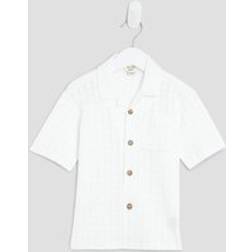 River Island Mini Boys Ecru Grid Textured Shirt - Beige