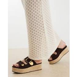 River Island Backless Wedge Sandals - Brown