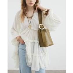 River Island Premium Small Leather Bucket Bag - Green