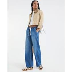 River Island Womens Wide Leg Drawstring Jeans - Blue
