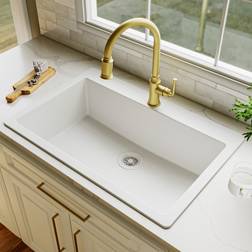 allen + roth Drop-in Or Undermount 33-in x 22-in Quartz Single Bowl Kitchen Sink GT1012WHT