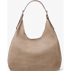 Michael Kors MK Nolita Large Nubuck Hobo Shoulder Bag - Natural