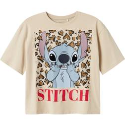 Name It Bluser & T-shirts NKFJIXI STITCH - Beige/Umbra/Lysviolet/Rød