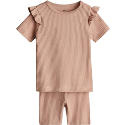 H&M Ribbat Set I Bomull - Beige