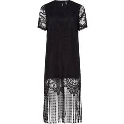 Pieces Pcmary Frynse Midikjole - Black