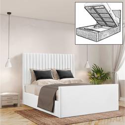 Canora Grey Bilma Upholstered Storage 150 x 200 cm White Frame Bed