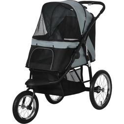 Pawhut Foldable Pet Stroller Jogger 111x58x107cm Grey