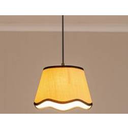 ValueLights Dutton Natural Fabric Scallop Edge Small Lamp with LED Bulb - Black - One Size Shade