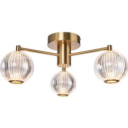 BHS Rimi 3 Semi Light - Brass Ceiling Flush Light