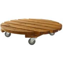 Samuel Alexander 2 Round Wood Garden Patio Plant Flower Pot Caddy on Wheels 50 cm Brown