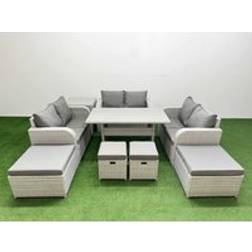 Fimous Rattan Sofa 10 Seater Garden Furniture Set - Light Grey - One Size Outdoor Lounge Set