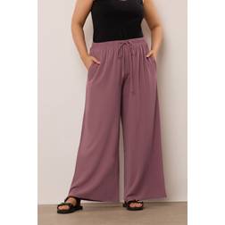 Yours Twill Wide Leg Trousers - Purple
