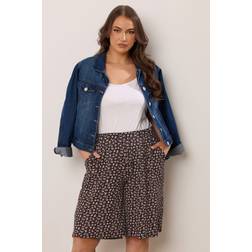 Yours Ditsy Floral Print Shorts - Black