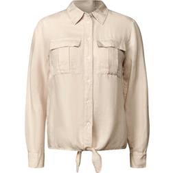 Cecil Langarmbluse Mit Knoten Am Saum - Beige