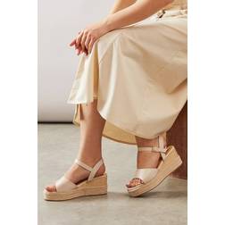 Wallis Roxy Faux Leather High Wedge Sandals - Beige