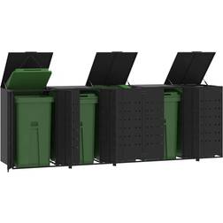 vidaXL Rangement À Roulettes Pour Poubelles 5 Bacs Noir Acier (Surface du bâtiment )