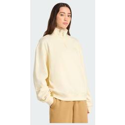 adidas Originals Linear Logo Half Zip Sweat - Cream White