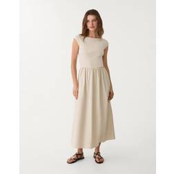 Stradivarius Contrasting Midi Dress - Stone