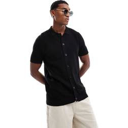 Brave Soul Knitted Short Sleeve Shirt - Black