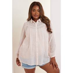 Yours Sheer Embroidered Blouse - Light Pink