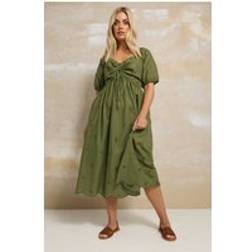 Yours Broderie Anglaise Midi Dress - Khaki Green