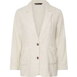 Yours Relaxed Linen Blazer - Natural Brown