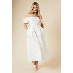 Dorothy Perkins Womens DP Luxe Seersucker Square Neck Midi Dress - Ivory