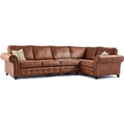 Furnishings For Less UK Oakland Tan Chesterfield 5 Seater L Shape Large Corner One Size Sofa
