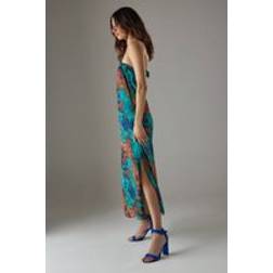 Faith Camille Covered Buckle High Block Heeled Sandals - Bright Blue