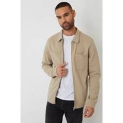 Threadbare Zip Through Pique Shacket - Beige