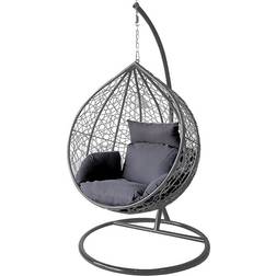 Alivio Large Rattan Hanging Egg Chair 203 x 118 cm Grey