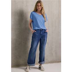 Street One Studio Frauen Jersey V-Neck T-Shirt - Blau